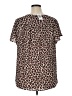 Torrid 100% Polyester Animal Print Brown Short Sleeve Blouse Size 1X Plus (1) - photo 2