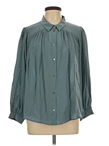 Wrap Long Sleeve Silk Top (view 1)