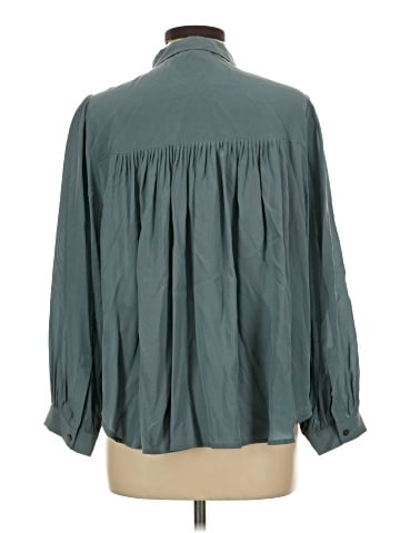 Wrap Long Sleeve Silk Top (view 2)
