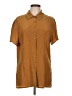 August Silk 100% Silk Brown Short Sleeve Silk Top Size L - photo 1