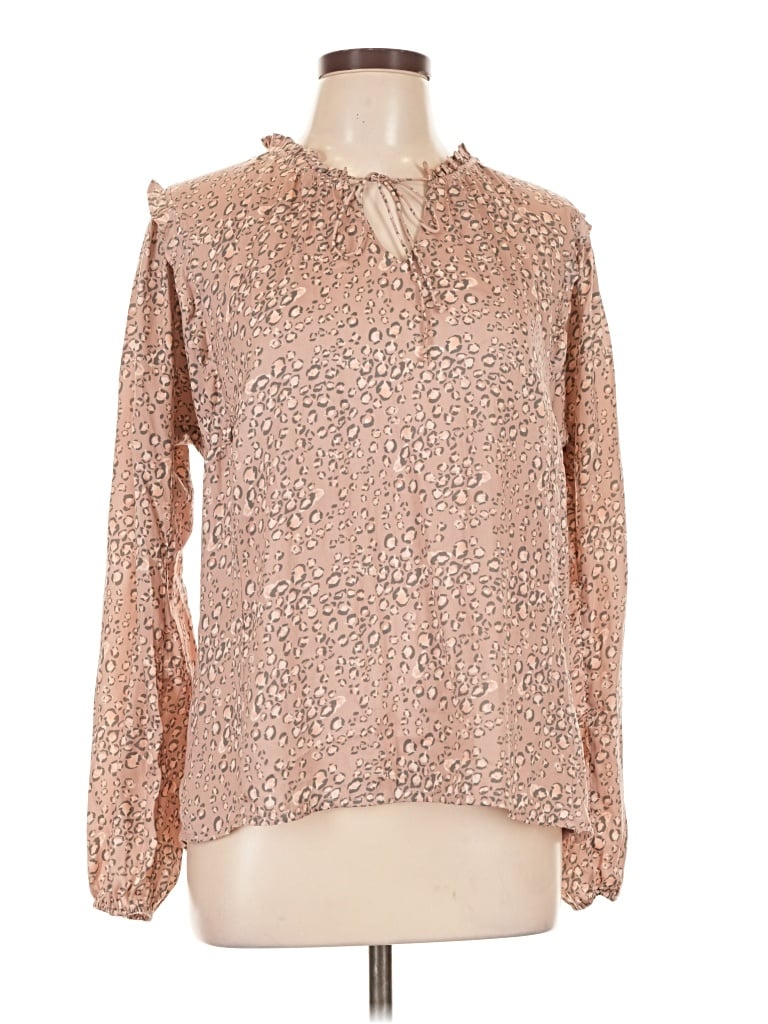 Pre-owned Left Coast By Dolan Long Sleeve Blouse In Pink