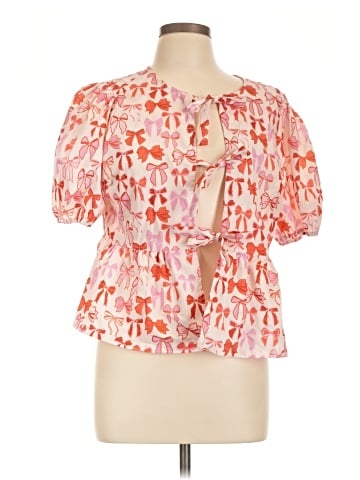 Peach Short Sleeve Blouse (view 1)
