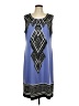 JM Collection Graphic Blue Casual Dress Size L - photo 1