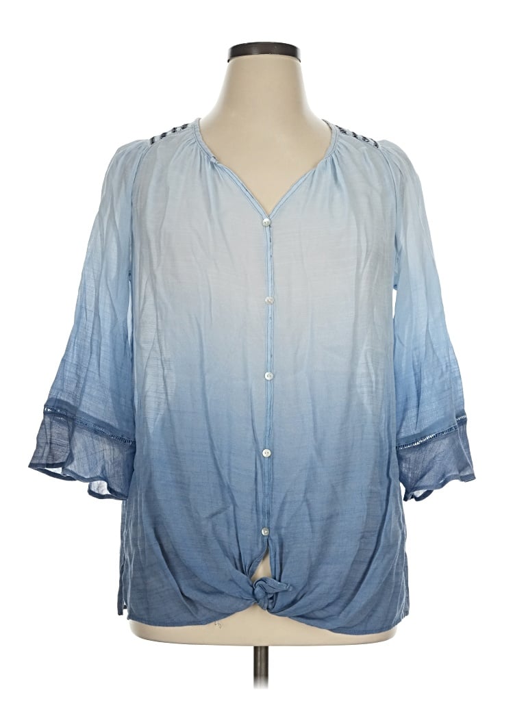 Pre-owned Multiples 3/4 Sleeve Blouse In Blue