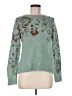 Wrap Floral Teal Pullover Sweater Size 6 - photo 1