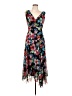 Connected Apparel 100% Polyester Floral Black Blue Cocktail Dress Size 10 - photo 1