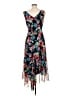Connected Apparel 100% Polyester Floral Black Blue Cocktail Dress Size 10 - photo 2