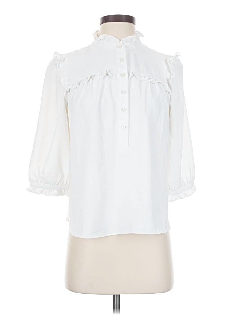 Pre-owned Amanda Uprichard 3/4 Sleeve Blouse In White
