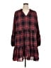 CeCe 100% Polyester Plaid Red Casual Dress Size XL - photo 1