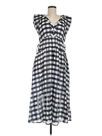 Madewell Sheer V-Neck Dolman Maxi Dress in Gingham (view 1)