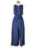 White House Black Market 100% Polyester Solid Blue Jumpsuit Size 14 - photo 2