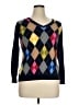 Talbots 100% Pima Cotton Argyle Black Pullover Sweater Size 0X - photo 1
