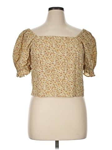 Madewell Hopewell Puff-Sleeve Crop Top in Cottage Garden (view 1)