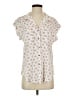 Jachs Girlfriend 100% Rayon Floral Ivory Short Sleeve Blouse Size S - photo 1