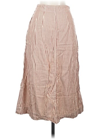 Madewell Patio Button-Front Midi Skirt in Clay Stripe (view 2)