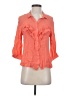 Lil 100% Viscose Orange 3/4 Sleeve Button-Down Shirt Size 4 - photo 1
