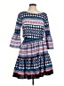 Eliza J 100% Polyester Print Blue Casual Dress Size 8 - photo 1