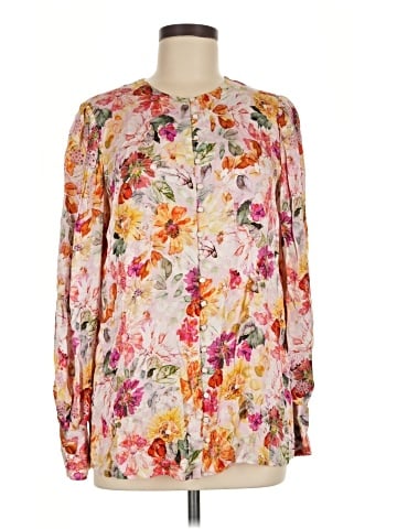 Elie Tahari Long Sleeve Silk Top (view 1)
