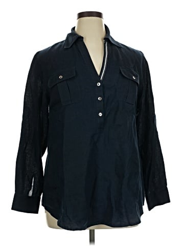 Jones New York Signature 3/4 Sleeve Button-Down Shirt (view 1)