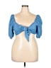 Pink Lily Blue Short Sleeve Blouse Size 2X - photo 1