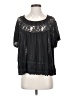 Free People 100% Polyester Black Short Sleeve Top Size S - photo 1