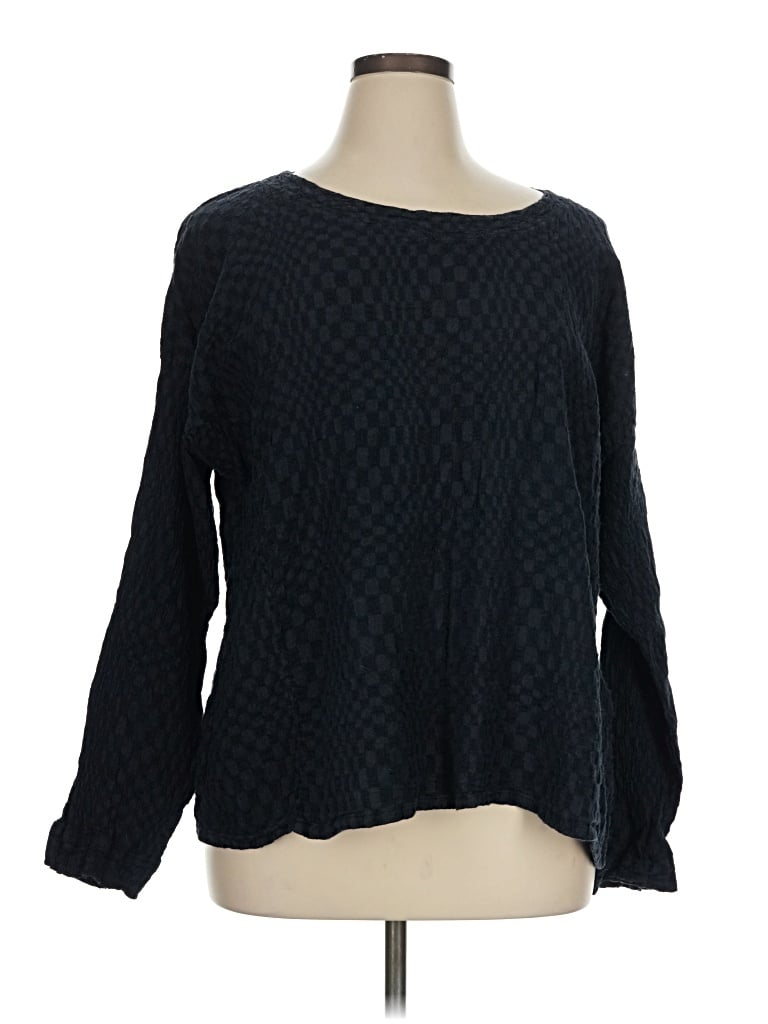 Pre-owned Flax Long Sleeve Blouse In Blue