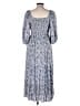 Angie 100% Rayon Paisley Blue Casual Dress Size L - photo 2