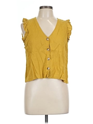 Madewell Linen-Blend Ruffle Button-Front Tank (view 1)