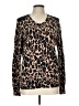 Foxcroft 100% Cotton Animal Print Brown Cardigan Size L - photo 1