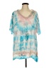 BB Dakota 100% Rayon Tie-dye Teal Short Sleeve Blouse Size L - photo 1