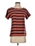J.Crew 100% Silk Stripes Orange Short Sleeve Top Size 00 - photo 1