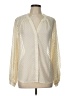 Chico's 100% Polyester Metallic Ivory Long Sleeve Blouse Size Lg (2) - photo 1
