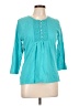 Chaps 100% Cotton Teal 3/4 Sleeve Blouse Size L - photo 1