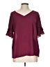 Worthington 100% Polyester Burgundy Short Sleeve Blouse Size L - photo 1