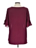 Worthington 100% Polyester Burgundy Short Sleeve Blouse Size L - photo 2