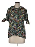 Tish Cox Floral Black Short Sleeve Blouse Size M - photo 1