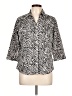 212 Collection 100% Spandex Animal Print Ivory 3/4 Sleeve Button-Down Shirt Size L - photo 1