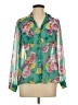 Forever 21 100% Polyester Floral Teal Long Sleeve Blouse Size L - photo 1