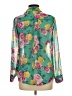 Forever 21 100% Polyester Floral Teal Long Sleeve Blouse Size L - photo 2