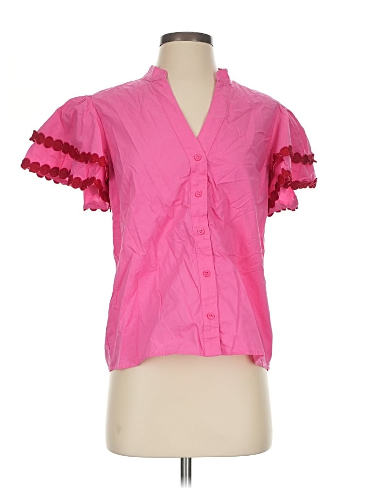 Pre-owned Flying Tomato Short Sleeve Blouse In Pink