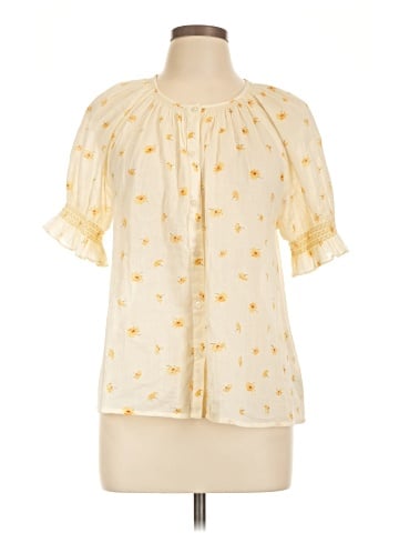Madewell Smocked Button-Up Top in French Daisies (view 1)