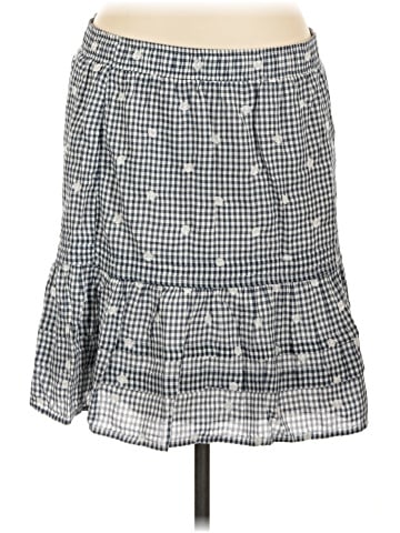 Madewell Embroidered Tiered Pull-On Mini Skirt in Gingham Check (view 1)