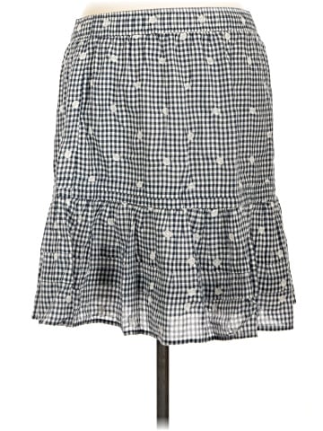 Madewell Embroidered Tiered Pull-On Mini Skirt in Gingham Check (view 2)