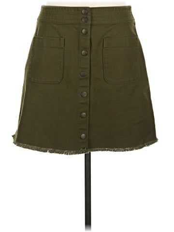 Madewell Raw-Hem A-Line Mini Skirt in Kale (view 1)