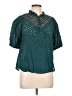 Adiva Teal Short Sleeve Blouse Size L - photo 1