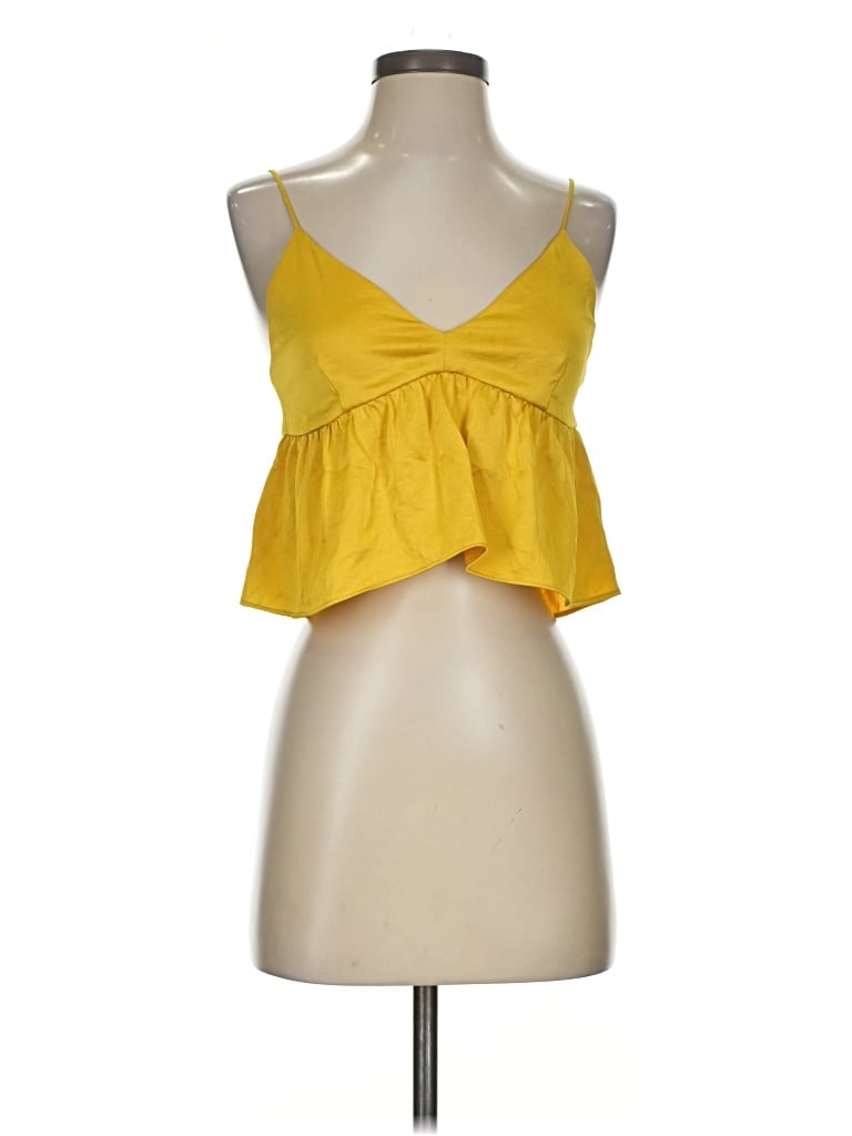 Pre-owned Little Moon Tank Top Yellow Halter Neckline Tops