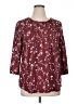 Unbranded Floral Burgundy 3/4 Sleeve Blouse Size XL - photo 1