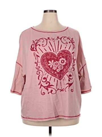 Shein Curve 3/4 Sleeve T-Shirt (view 1)