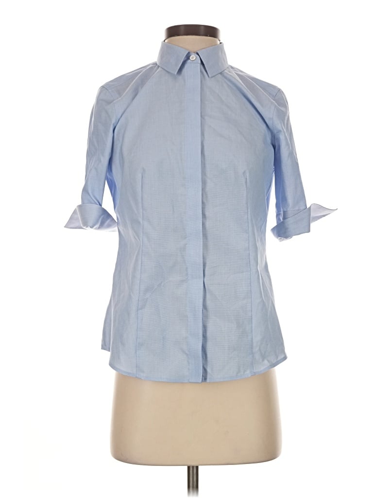 Pre-owned Talbots 3/4 Sleeve Button Down Shirt In Blue