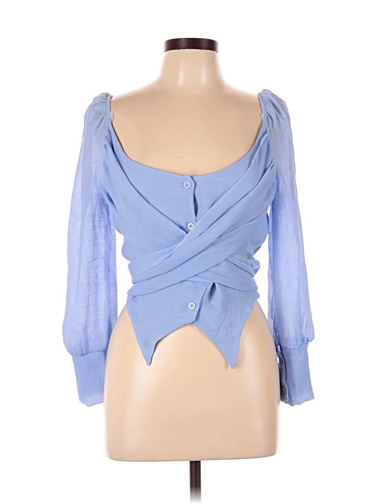 Pre-owned Assorted Brands 3/4 Sleeve Blouse In Blue
